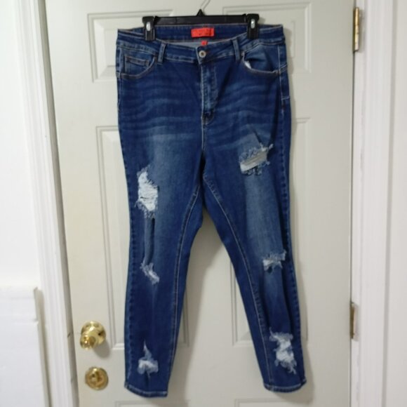 Wax Jeans Denim - Wax Jeans Butt I love you Women Sz 18 Skinny Distressed Denim Mid Rise Stretch